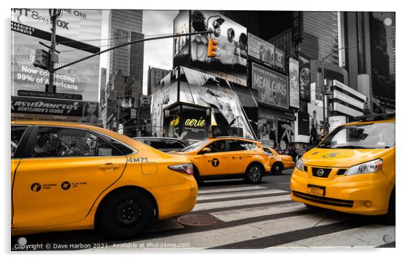 New York Taxis Acrylic by Dave Harbon