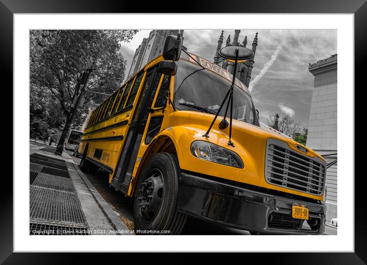 USA School Bus Framed Mounted Print by Dave Harbon