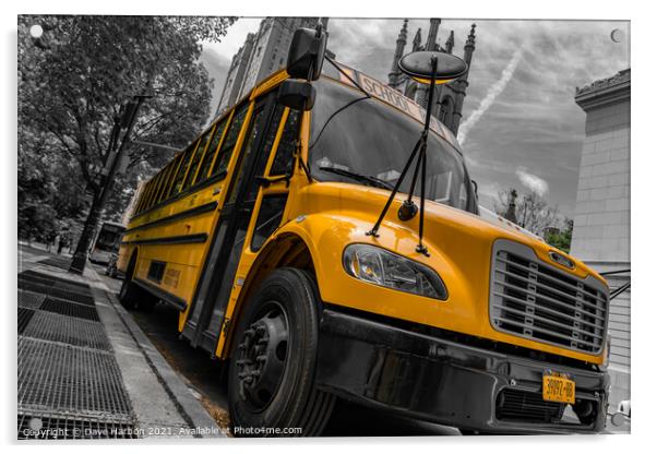 USA School Bus Acrylic by Dave Harbon