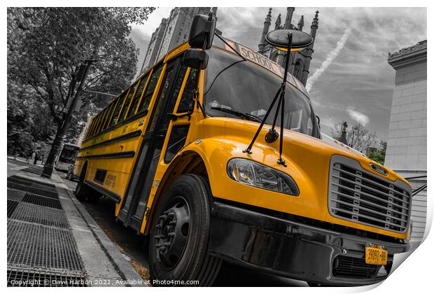USA School Bus Print by Dave Harbon