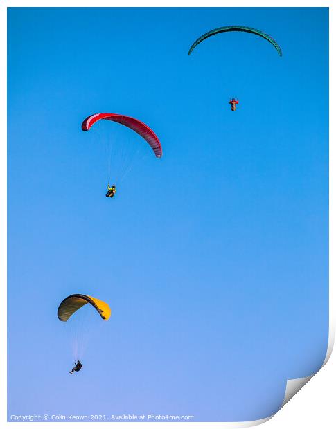 Paragliding in the Peak District Print by Colin Keown