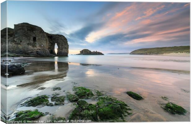 Perranporth Beach at sunset Canvas Print by Andrew Ray