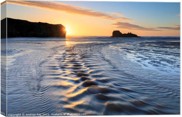 River at sunset (Perranporth) Canvas Print by Andrew Ray