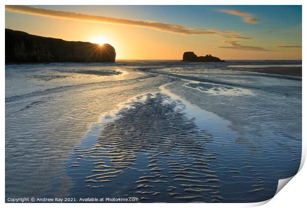Towards the setting sun (Perranporth)  Print by Andrew Ray