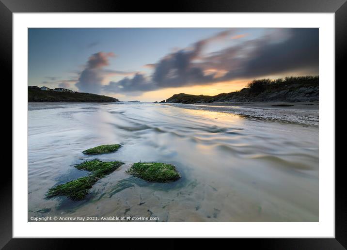 River on Porth Beach Framed Mounted Print by Andrew Ray