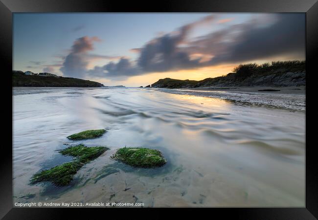 River on Porth Beach Framed Print by Andrew Ray