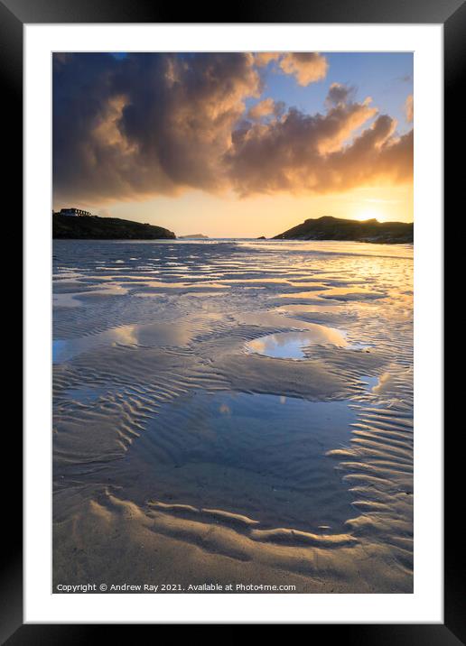 Towards the setting sun (Porth Beach) Framed Mounted Print by Andrew Ray