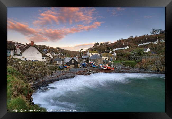 Cadgwith Cove at sunrise Framed Print by Andrew Ray