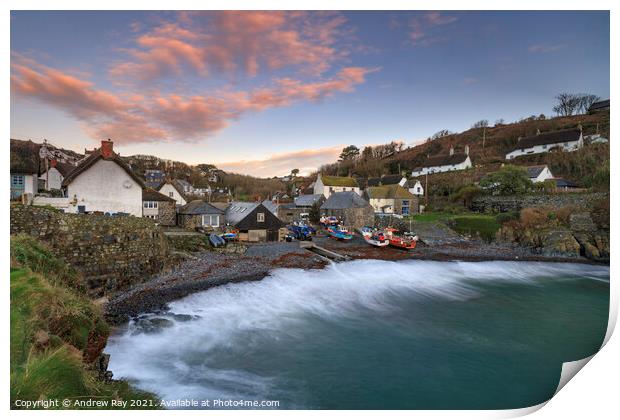 Cadgwith Cove at sunrise Print by Andrew Ray