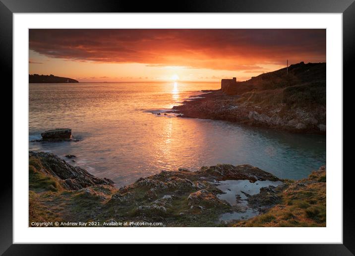 Sunrise at Pendennis Point (Falmouth) Framed Mounted Print by Andrew Ray