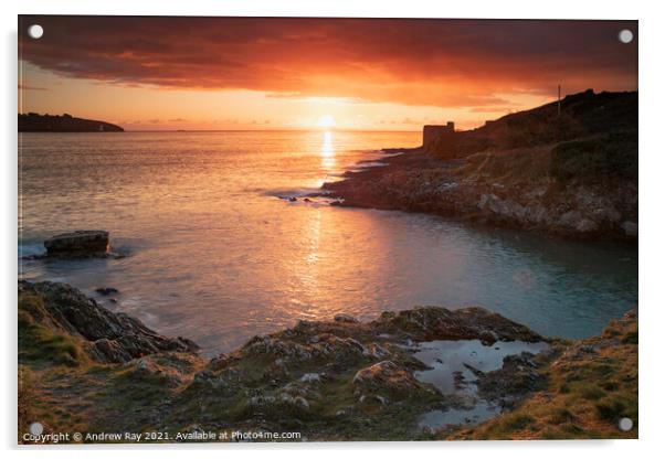 Sunrise at Pendennis Point (Falmouth) Acrylic by Andrew Ray