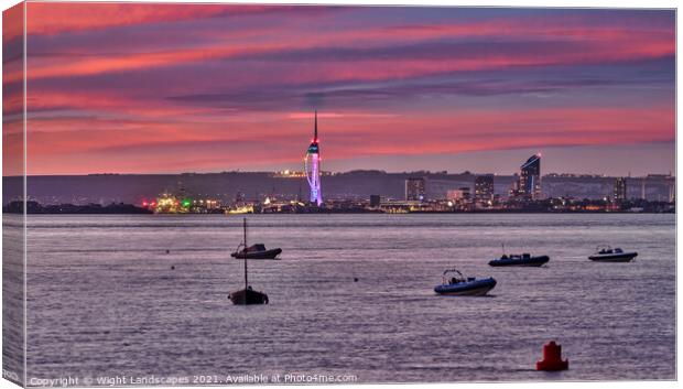 Portsmouth At Night Canvas Print by Wight Landscapes