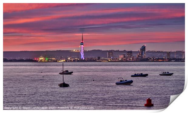 Portsmouth At Night Print by Wight Landscapes