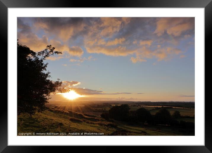 Sunset over the Somerset Levels Framed Mounted Print by Antony Robinson