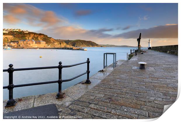 Pier at first light (Mevagissey) Print by Andrew Ray