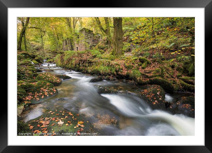 River Kennall at Kennall Vale  Framed Mounted Print by Andrew Ray
