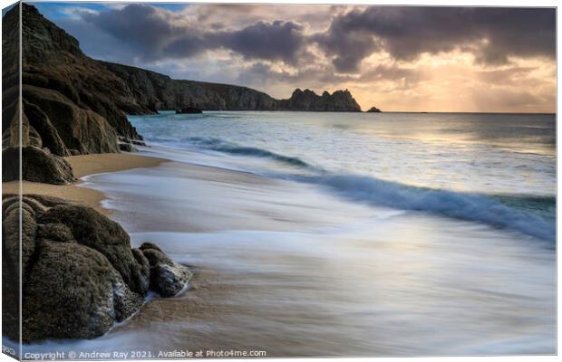 Into the light (Porthcurno) Canvas Print by Andrew Ray
