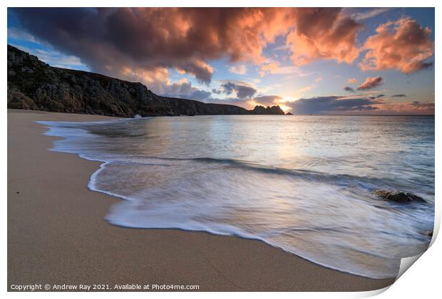Sunrise view (Porthcurno) Print by Andrew Ray