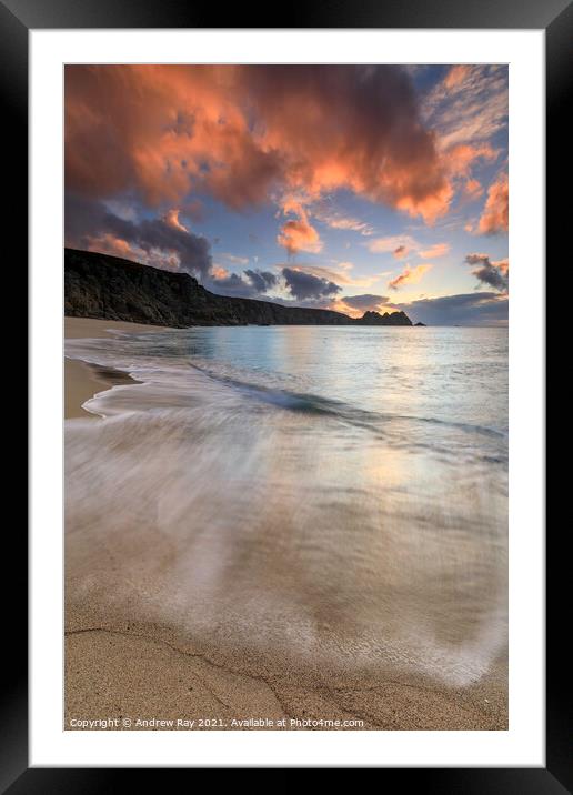 Clouds at sunrise (Porthcurno) Framed Mounted Print by Andrew Ray