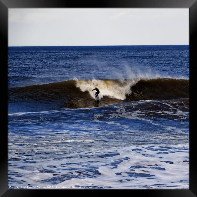 Surfing the Waves at Whitby Framed Print by Paul M Baxter