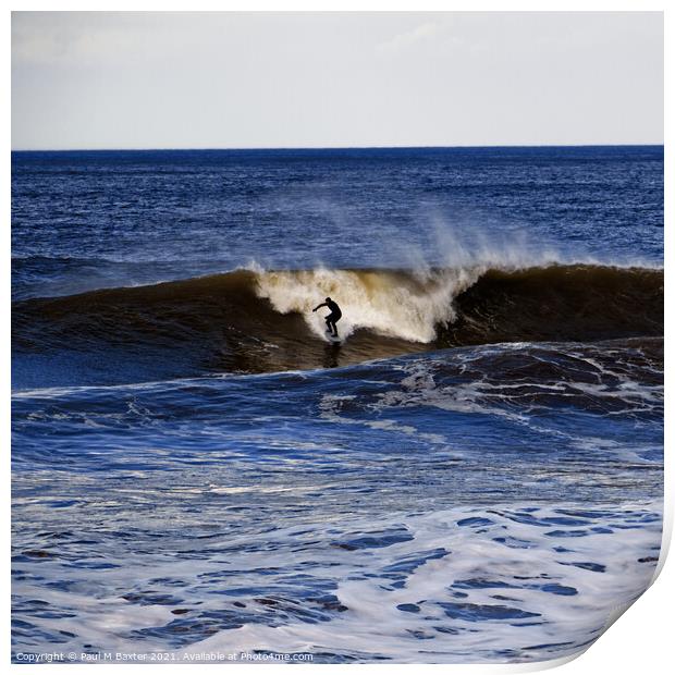 Surfing the Waves at Whitby Print by Paul M Baxter