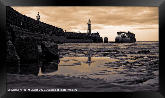 Low Tide, Whitby  Framed Print by Paul M Baxter