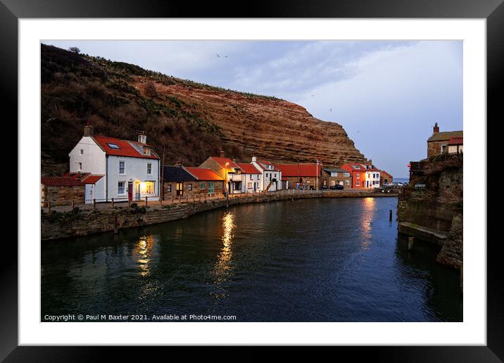 Staithes Sunset Framed Mounted Print by Paul M Baxter