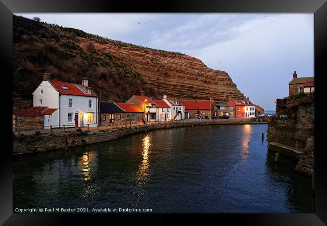Staithes Sunset Framed Print by Paul M Baxter