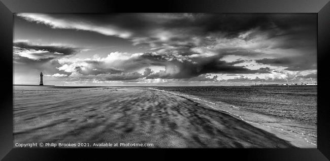Dramatic sky over New Brighton Framed Print by Philip Brookes