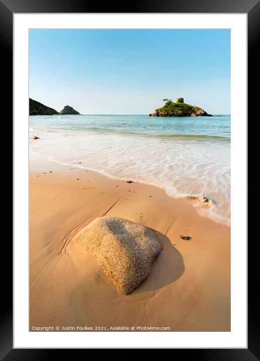 Portelet Bay, Jersey, Channel Islands Framed Mounted Print by Justin Foulkes