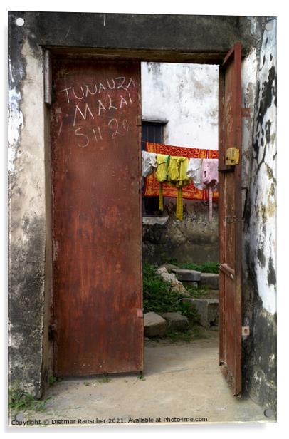 Vintage Steel Door, Stone Town, Zanzibar Acrylic by Dietmar Rauscher