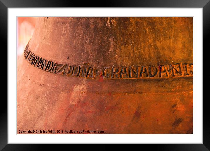 Bell Inscription, Granada, Nicaragua Framed Mounted Print by Christine Johnson
