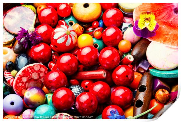 Assorted colored beads for jewelry Print by Mykola Lunov Mykola