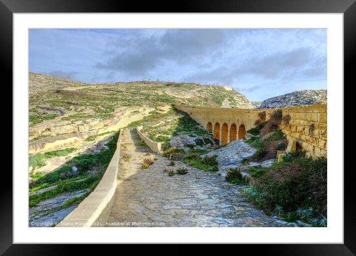 The road bridge, Dwejra, Gozo, Malta  Framed Mounted Print by Diana Mower