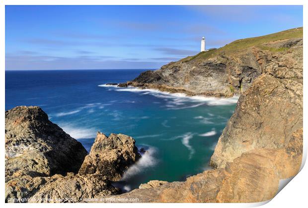 Trevose Lighthouse view Print by Andrew Ray