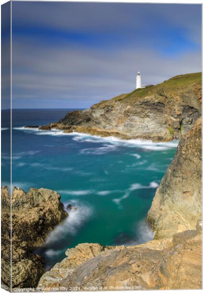 Lighthouse view (Trevose)  Canvas Print by Andrew Ray