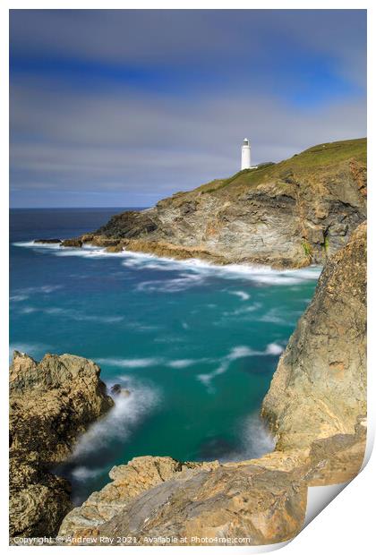 Lighthouse view (Trevose)  Print by Andrew Ray