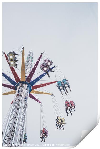 'Swinging Chairs' Fairground Ride At St Giles Fun Fair, Oxford Print by Peter Greenway