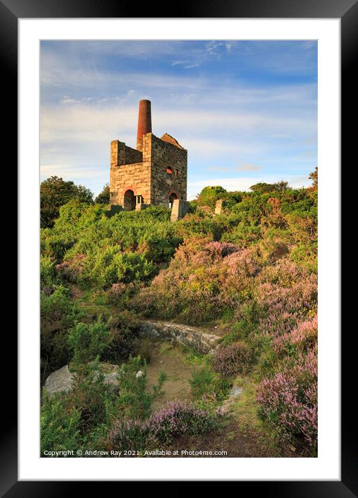 Mine workings at Wheal Peevor Framed Mounted Print by Andrew Ray