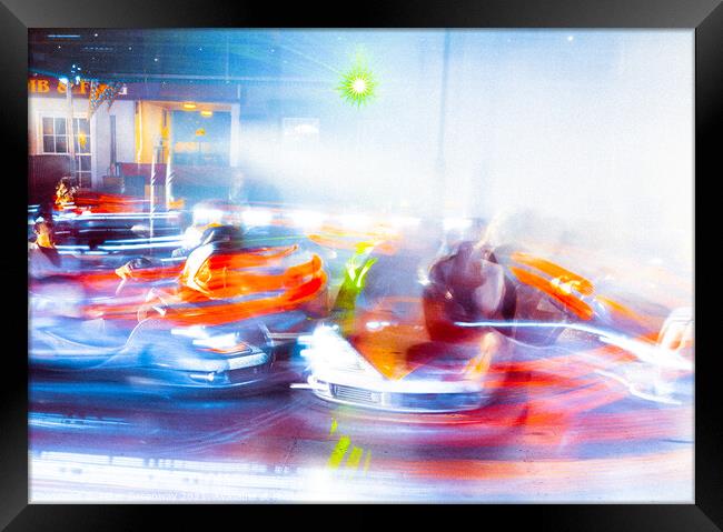 Impressions Of Dodgems At St Giles Fair Framed Print by Peter Greenway