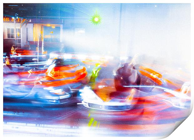 Impressions Of Dodgems At St Giles Fair Print by Peter Greenway