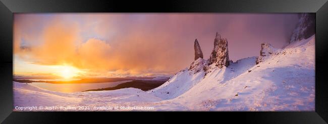 Winter panorama, The Old Man of Storr, Isle of Sky Framed Print by Justin Foulkes