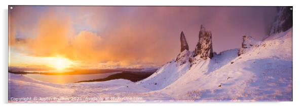 Winter panorama, The Old Man of Storr, Isle of Sky Acrylic by Justin Foulkes