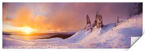 Winter panorama, The Old Man of Storr, Isle of Sky Print by Justin Foulkes