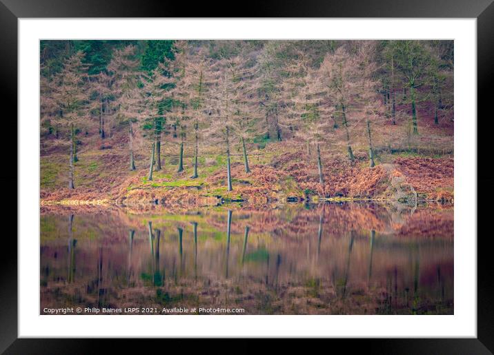 Reflections on Derwent Reservoir Framed Mounted Print by Philip Baines