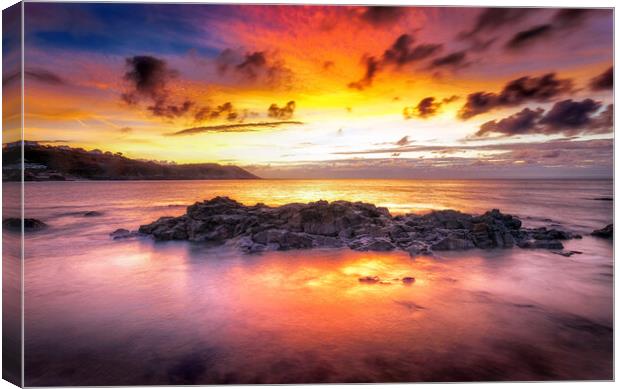 Sunrise at Langland Bay Canvas Print by Leighton Collins