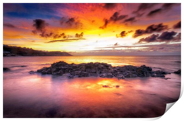 Sunrise at Langland Bay Print by Leighton Collins
