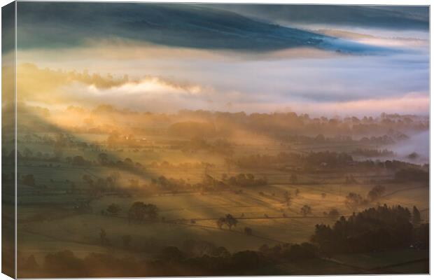 Hope valley Spring sunrise, Peak District.  Canvas Print by John Finney