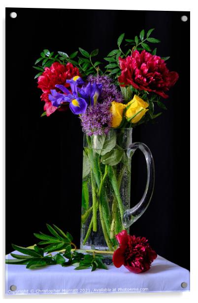 Spring flowers in vase Acrylic by Christopher Murratt