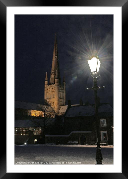 Norwich Cathedral Winter Framed Mounted Print by Juha Agren